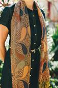 Echarpe foulard femme motif indien marron