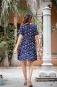 Robe courte évasée AYUMI CORAUX fond bleu