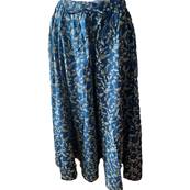Pantalon large taille unique bleu oiseaux stylisés