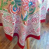 Tenture indienne artisanale block print 150x225 cm – Rouge et vert