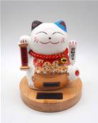 Chat solaire porte bonheur Maneki neko rouge
