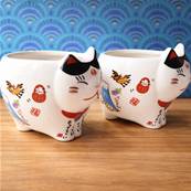 Théière et 2 tasses manekineko