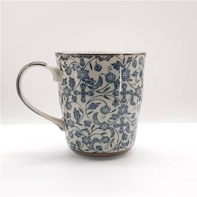 Tasse à thé japonaise motif petites fleurs bleues 9cm