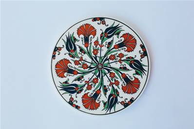 Dessous de plat Iznik rond fait à la main 16 cm