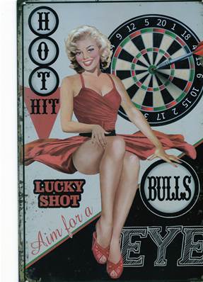 Plaque métal 20x30 vintage PIN UP "LUCKY SHOT".