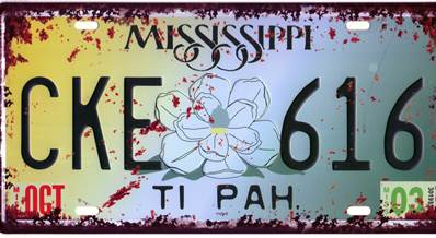 Plaque métal 15x30 vintage MISSISSIPPI