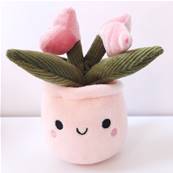 Peluche plante fleurie rose