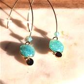 Pendants dorés - amazonite