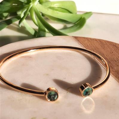 Bracelet jonc fin en acier turquoise afrique