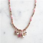 Collier perlé multi pierres pampilles