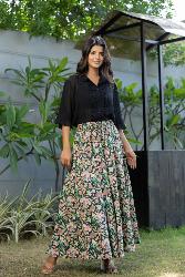 Pantalon ample en coton fleuri indien NAO