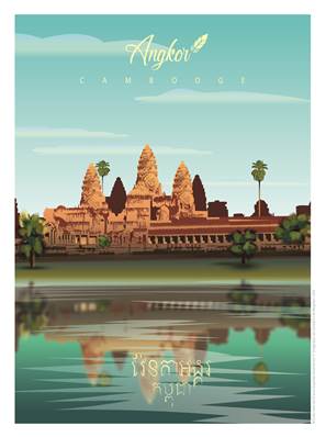 Affiche Angkor Cambodge 50x70cm Plume70