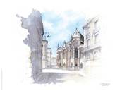 Affiche glise Saint Michel Bordeaux 30x40cm Aquarelle16