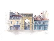 Affiche porte de la Monnaie Bordeaux 30x40cm Aquarelle22