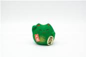 Chat japonais vert petit Porte-bonheur déco 6cm