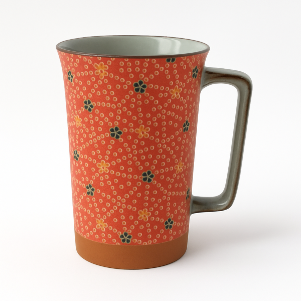 Mug japonais Hanashibori rouge mat 8,7X13cm