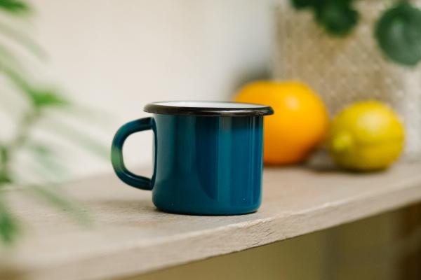 Tasse en émail bleu canard 0,25l