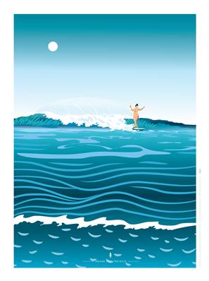 Affiche Surfeuse de vague d'été Plume101 30x40cm