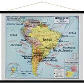 Reproduction carte scolaire continent Sud Américain 1900