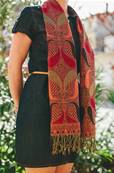 Echarpe foulard femme motif indien rouge