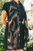 Echarpe foulard femme imprimé fougère noir