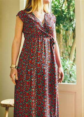 Robe longue cache cœur femme PÉTALES, Bleue et Rouge