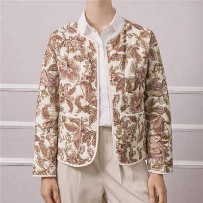 Veste indienne imprimé beige