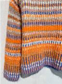 Pull col rond pastel rayé turquoise et rose – Taille unique