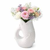 Vase Poisson Blanc 25 cm en céramique décorative