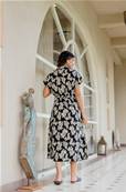 Robe longue manche courte motif floral KOJI