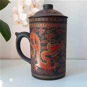 Tisanire chinoise antique en terre dragon couleur noire