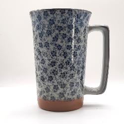 Grand mug japonais bleu et blanc petites fleurs 40cl 13cm