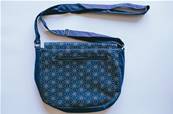 Besace ou sac à bandoulière tissus japonais Asanoha bleu marine