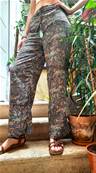 Pantalon en soie ceinture élastique avec son lacet pompon gris bleu