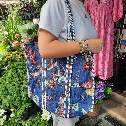 Sac coton Indien Surpiqué "Jungle Enchantée"
