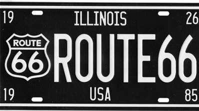 Plaque métal 15x30 vintage ROUTE 66 ILLINOIS noire