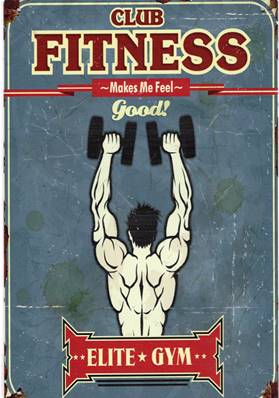 Plaque métal 20x30 vintage Club fitness