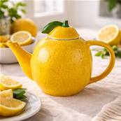 Th�i�re citron en gr�s c�ramique avec couvercle