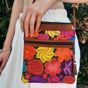 Sac à main rectangulaire fleurs brodées 2 Artisanat du Guatemala