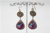 Boucles d'oreilles ethniques du Tibet goute brode bleue