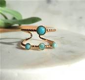 Bague "Cascade d'Amazonite" - 2 Rangs, 4 Pierres Rondes