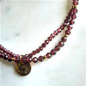 Bracelet perles grenat 2 rangs
