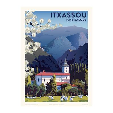 Affiche Itxassou pays basque 50x70cm Fricker