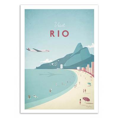 Affiche visit Rio Brésil 30x40cm Henry Rivers