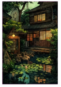 Affiche jardin zen japonais 30cm x 40 cm