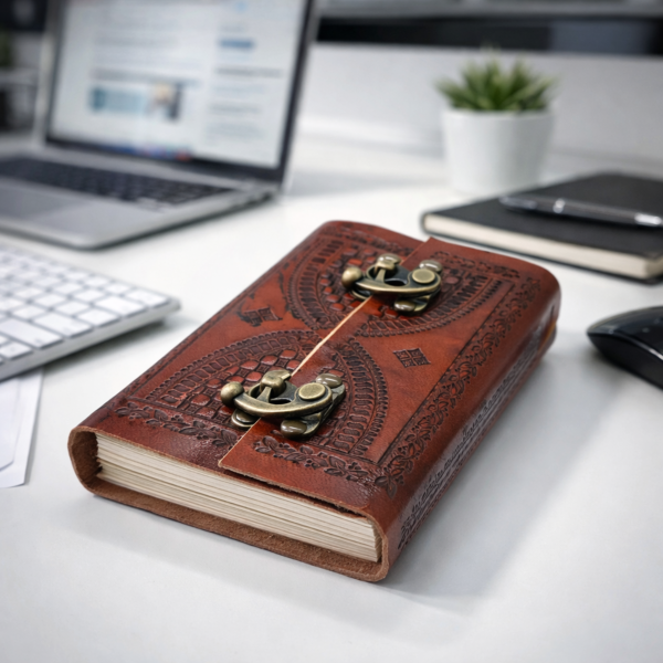 Carnet en cuir 8X14 cm fermeture double crochet