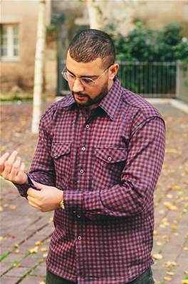 Chemise épaisse doublée polaire bordeaux homme Taille S