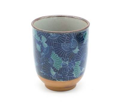 Tasse à thé japonaise éventail bleu