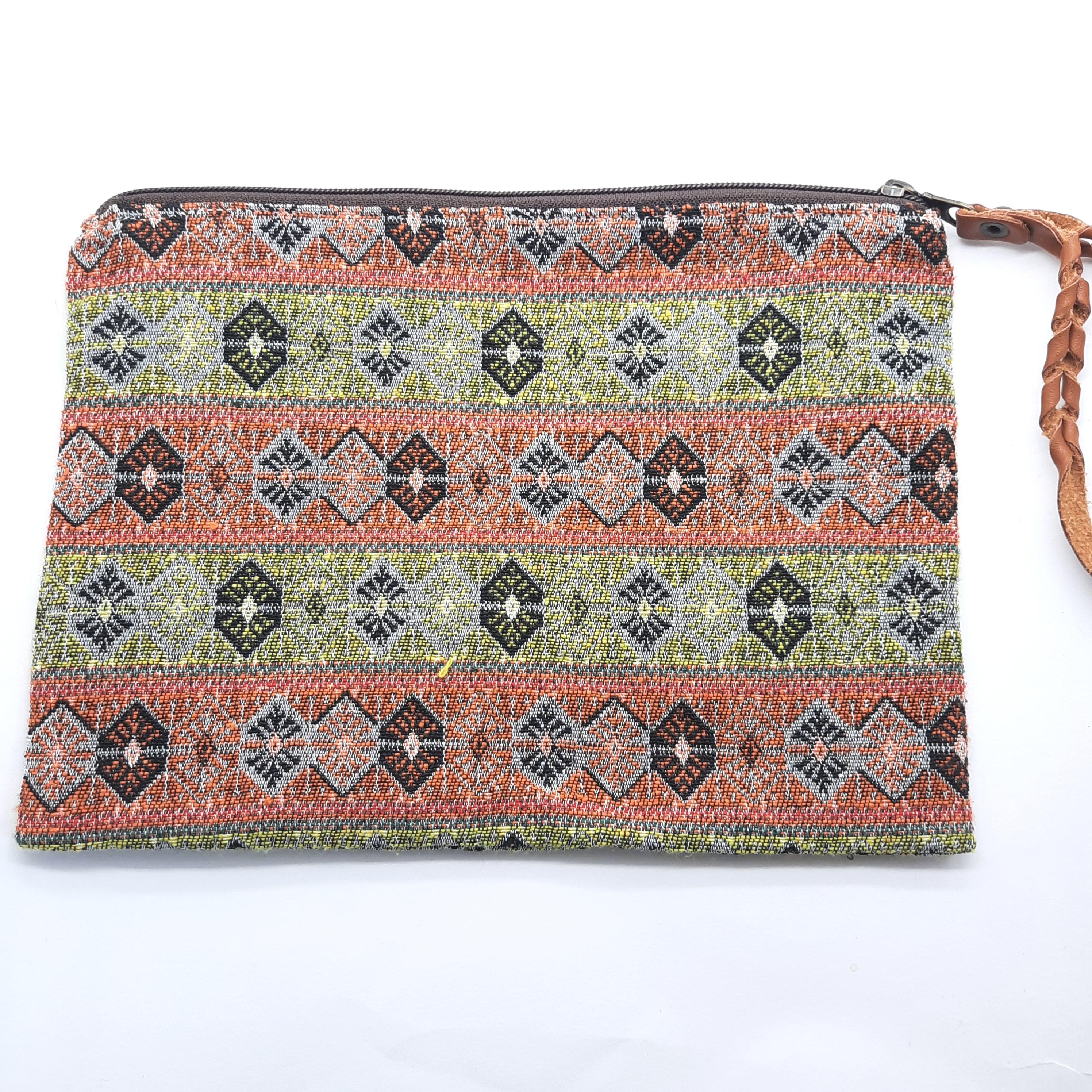 Trousse grand modle motif INCA vert