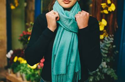 Etole en viscose et cachemire turquoise